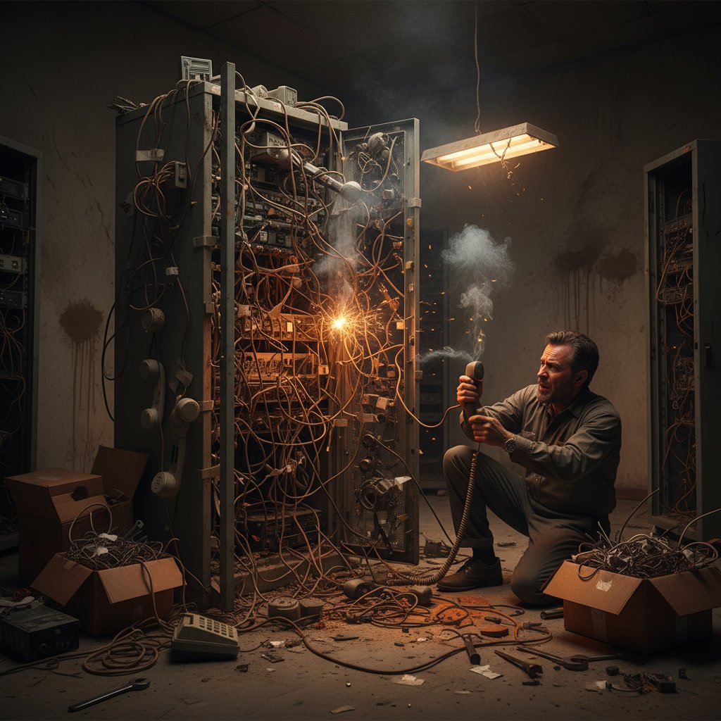 Outdated business phone system hardware showing signs of wear and frequent repair needs
