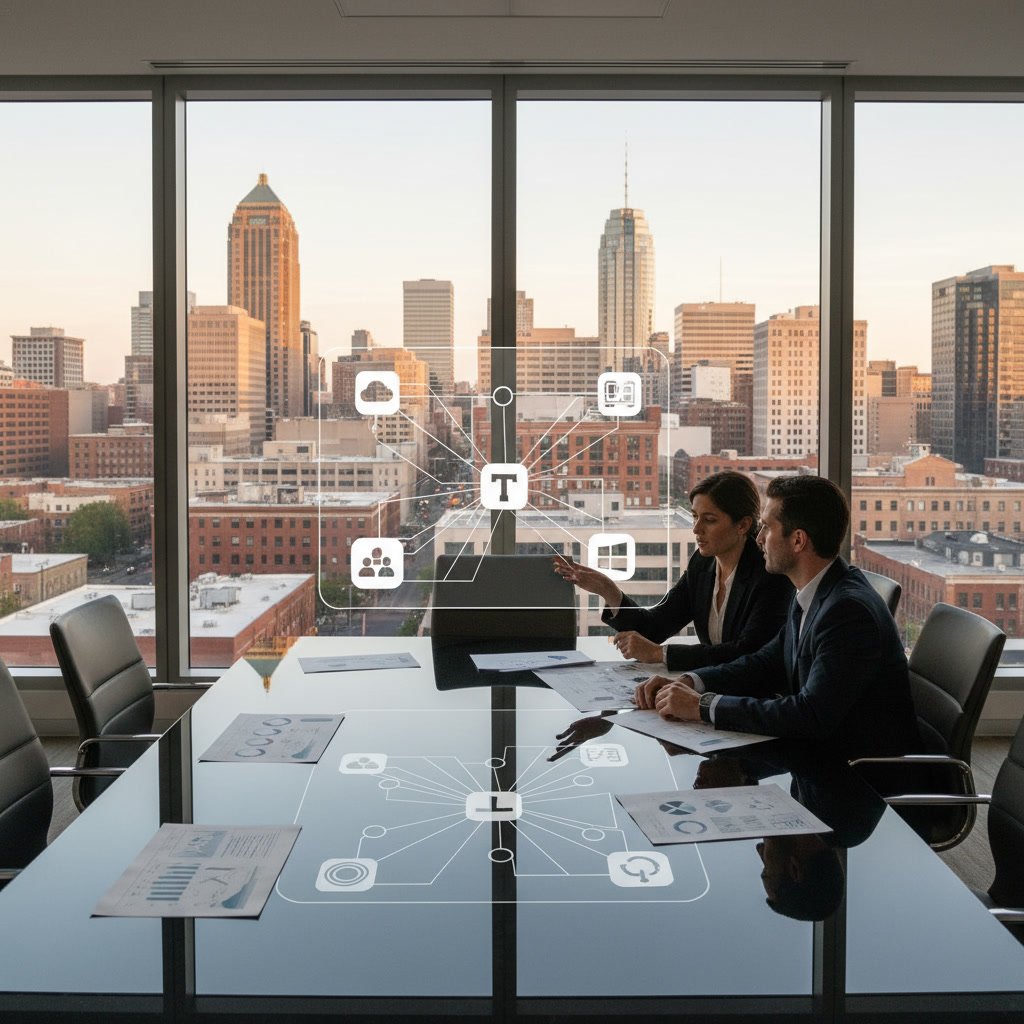 Dashboard showing unified communications analytics with Teams and Slack integration metrics
