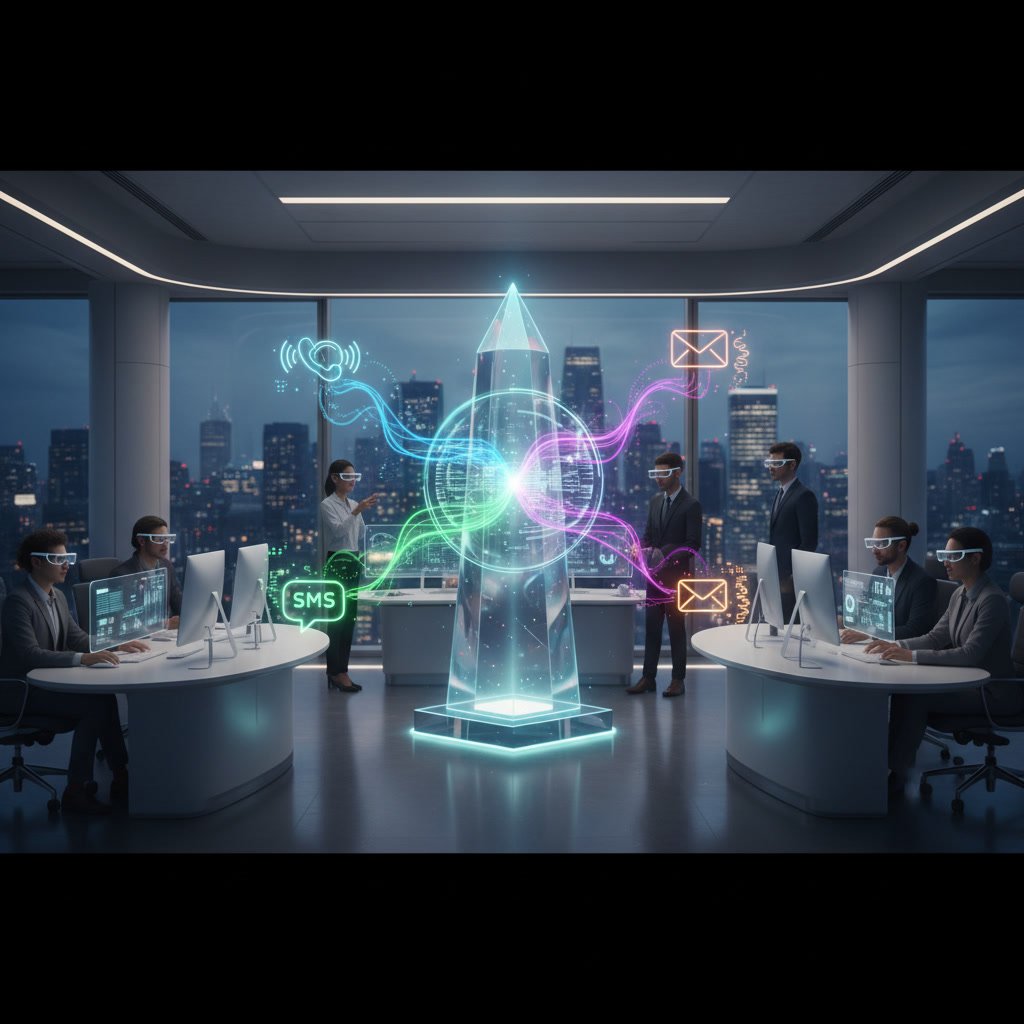 Business professional using unified customer engagement platform on computer